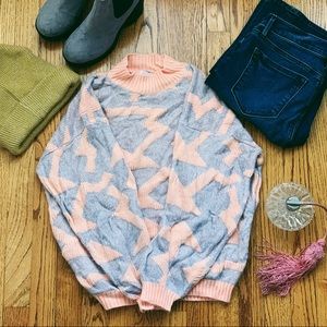 Vintage 1980s Arielle Coral & Gray Sweater